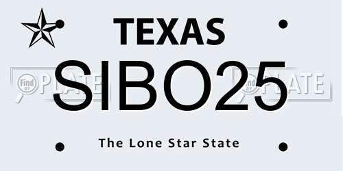 SIBO25 Texas License Plate