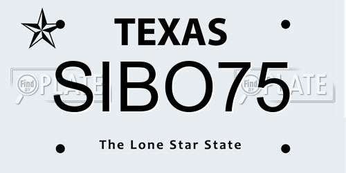 SIBO75 Texas License Plate