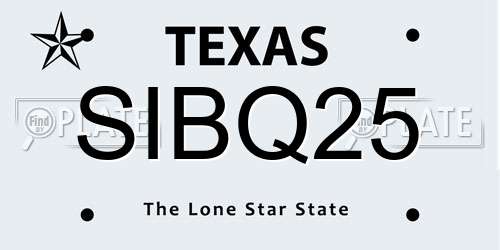 SIBQ25 Texas License Plate