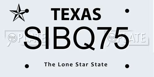 SIBQ75 Texas License Plate
