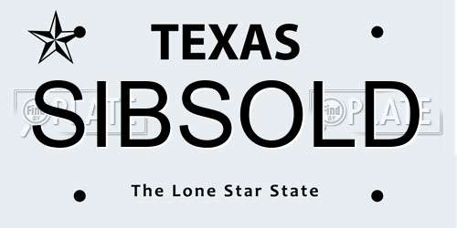 SIBSOLD Texas License Plate