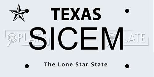 SICEM Texas License Plate