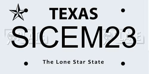 SICEM23 Texas License Plate