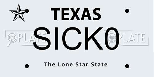 SICK0 Texas License Plate