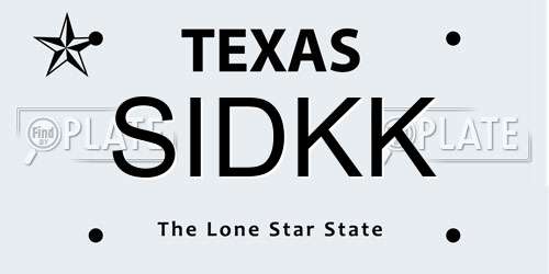 SIDKK Texas License Plate