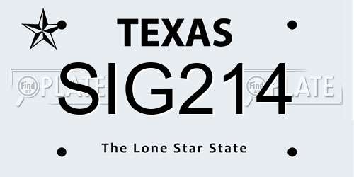 SIG214 Texas License Plate