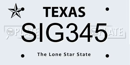 SIG345 Texas License Plate