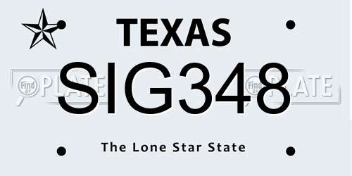 SIG348 Texas License Plate