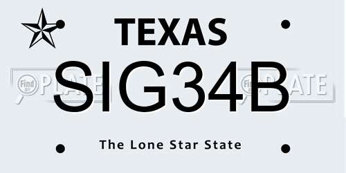 SIG34B Texas License Plate