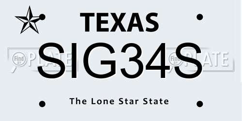 SIG34S Texas License Plate