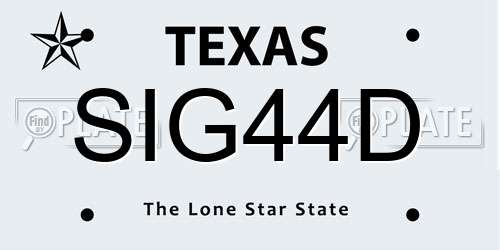 SIG44D Texas License Plate