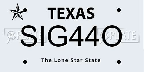 SIG44O Texas License Plate