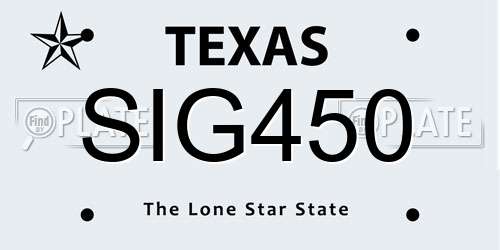 SIG450 Texas License Plate