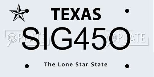 SIG45O Texas License Plate