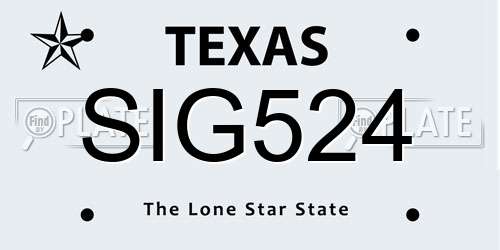 SIG524 Texas License Plate