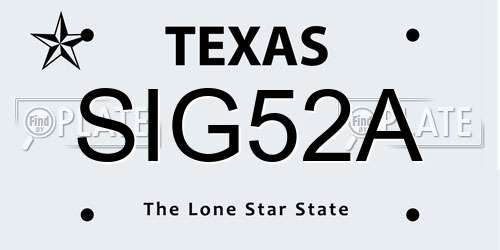 SIG52A Texas License Plate