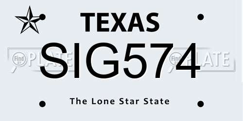 SIG574 Texas License Plate
