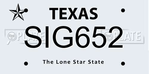 SIG652 Texas License Plate
