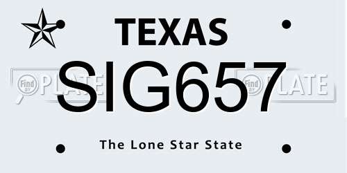 SIG657 Texas License Plate