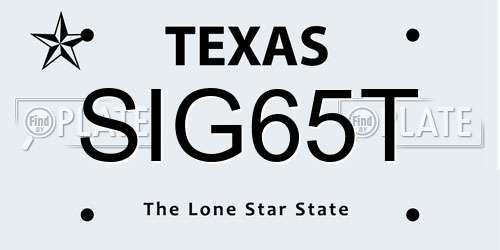 SIG65T Texas License Plate