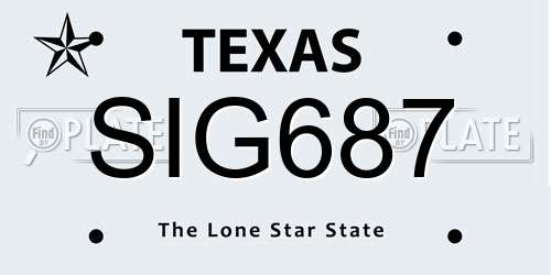 SIG687 Texas License Plate