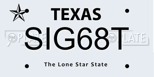 SIG68T Texas License Plate