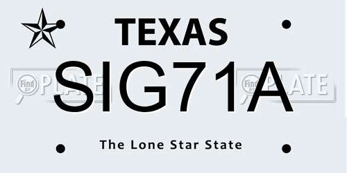 SIG71A Texas License Plate