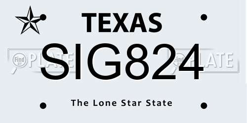 SIG824 Texas License Plate