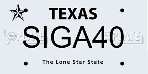 SIGA40 Texas License Plate