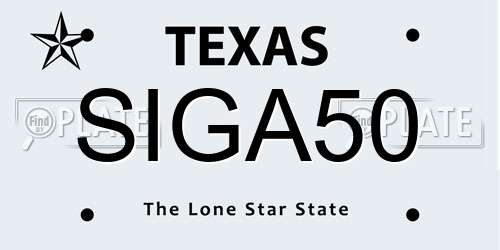 SIGA50 Texas License Plate