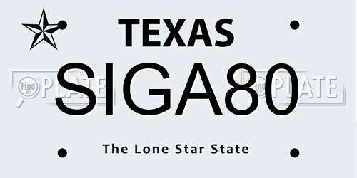 SIGA80 Texas License Plate