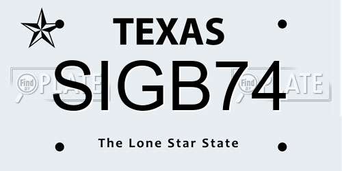 SIGB74 Texas License Plate