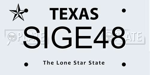 SIGE48 Texas License Plate