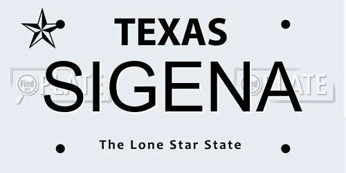 SIGENA Texas License Plate