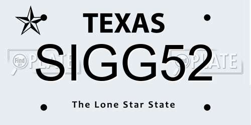SIGG52 Texas License Plate