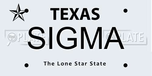 SIGMA Texas License Plate