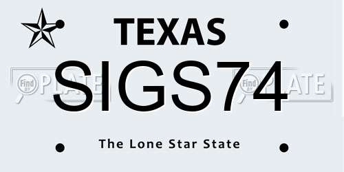 SIGS74 Texas License Plate