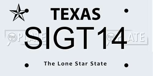 SIGT14 Texas License Plate