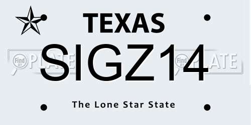 SIGZ14 Texas License Plate