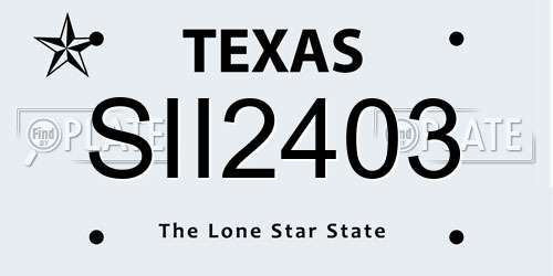 SII2403 Texas License Plate