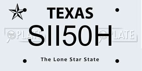 SII50H Texas License Plate