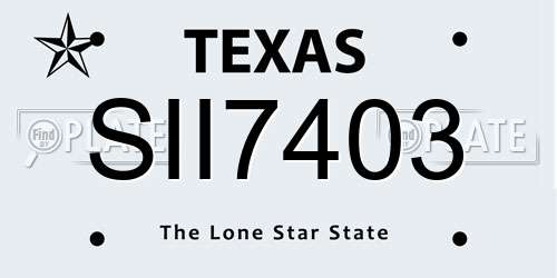 SII7403 Texas License Plate