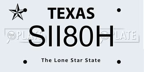 SII80H Texas License Plate