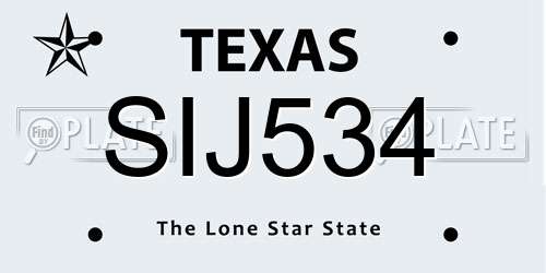 SIJ534 Texas License Plate