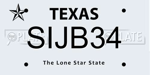 SIJB34 Texas License Plate