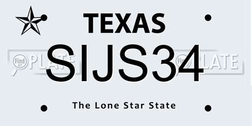 SIJS34 Texas License Plate