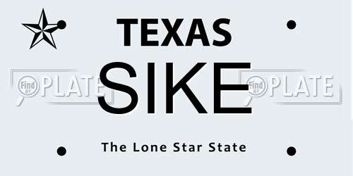SIKE Texas License Plate