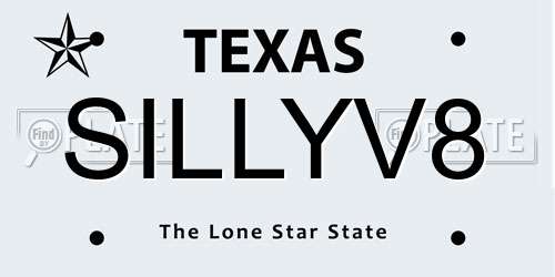 SILLYV8 Texas License Plate