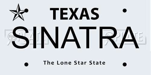 SINATRA Texas License Plate