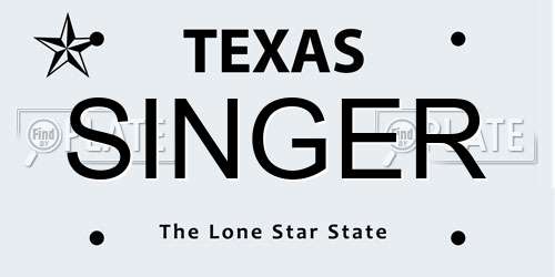 SINGER Texas License Plate
